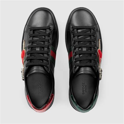 gucci new ace embroidered leather trainers|Gucci ace trainers women's.